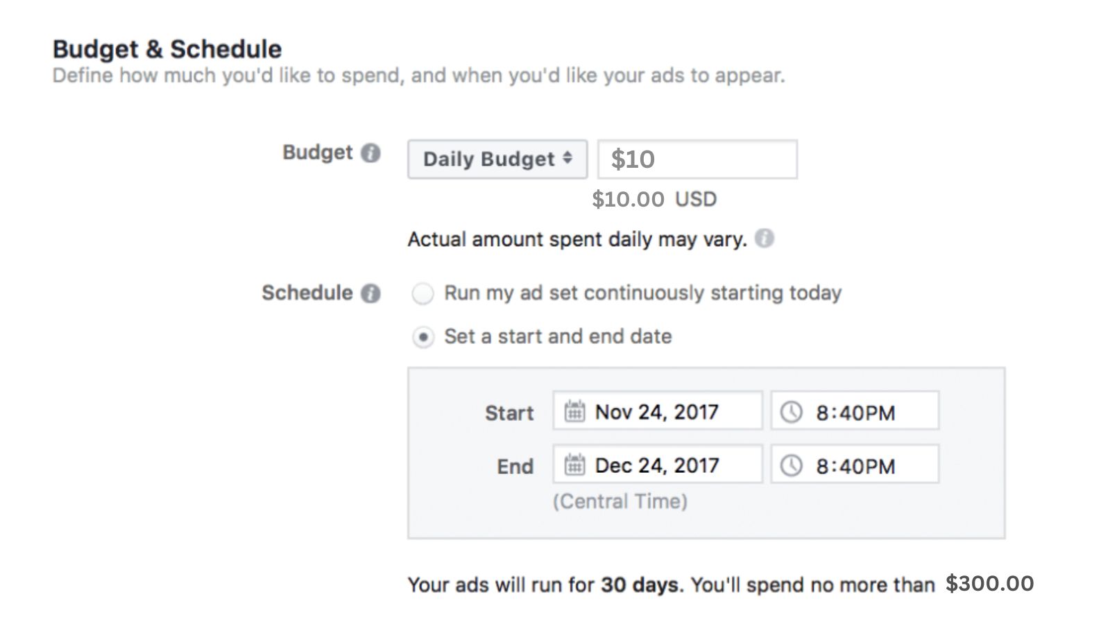 Budget and schedule