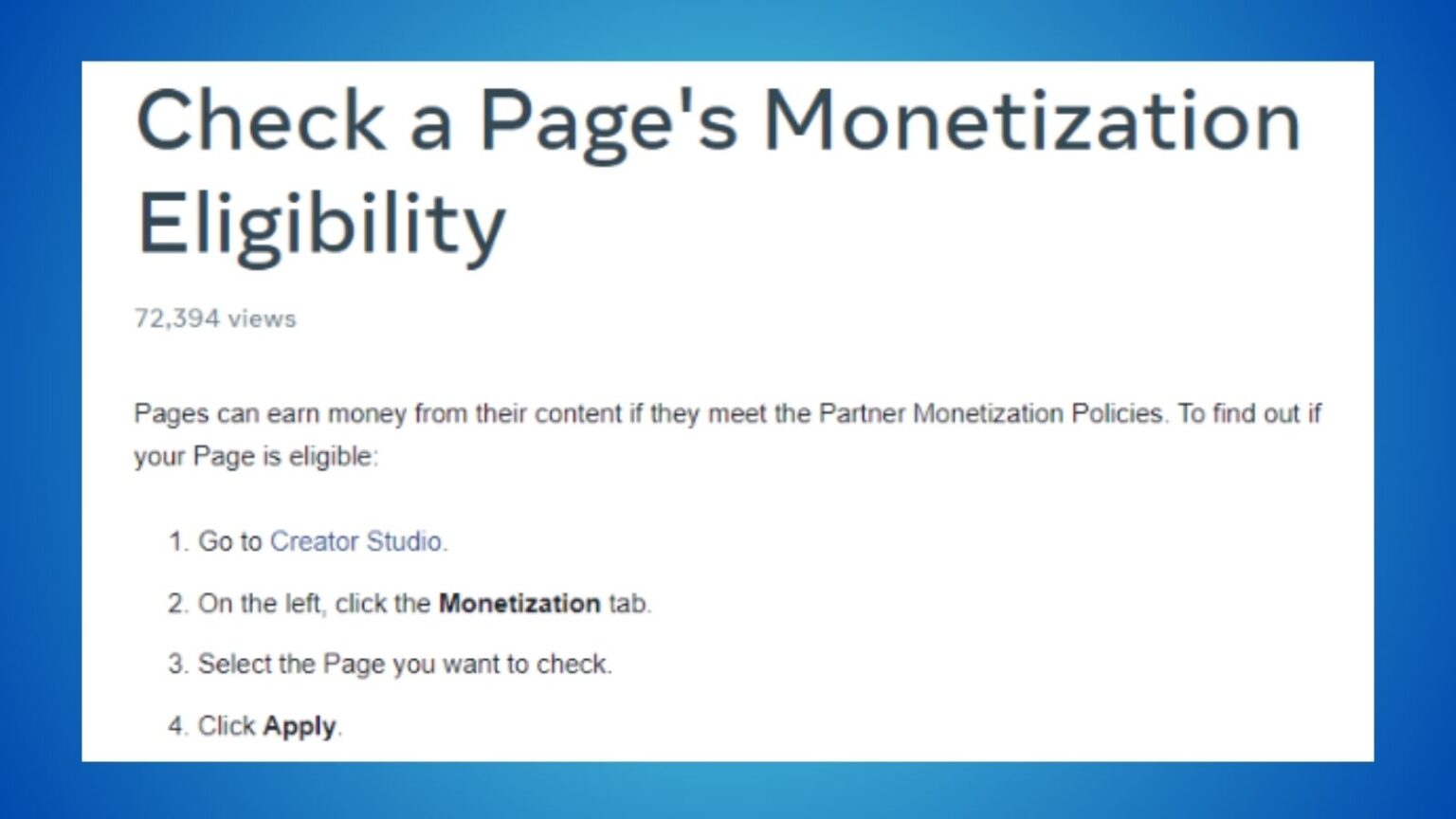 Monetization Form How to Apply for Facebook Monetization? – Techiegigs