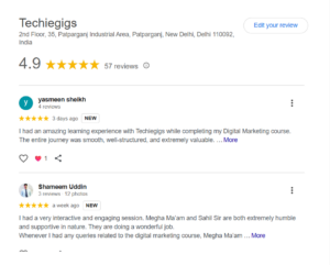 reviews of techiegigs digital marketing course